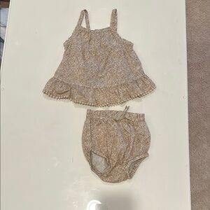 Floral Kids Outfit Set - Brown